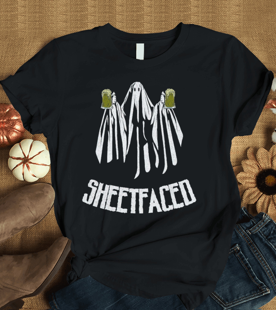 Sheetfaced Ghosts Holding Beer Halloween T-Shirt