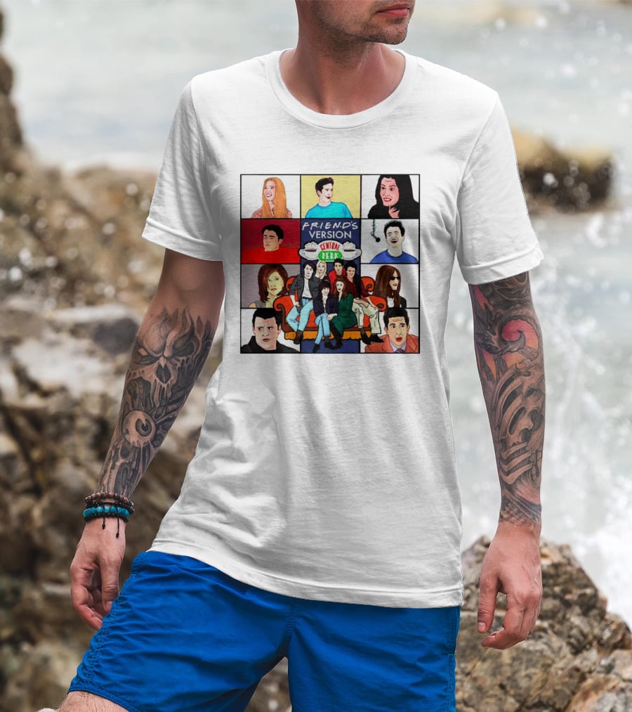 FRIEND'S Version Central Perk Iconic Characters Collage T-Shirt