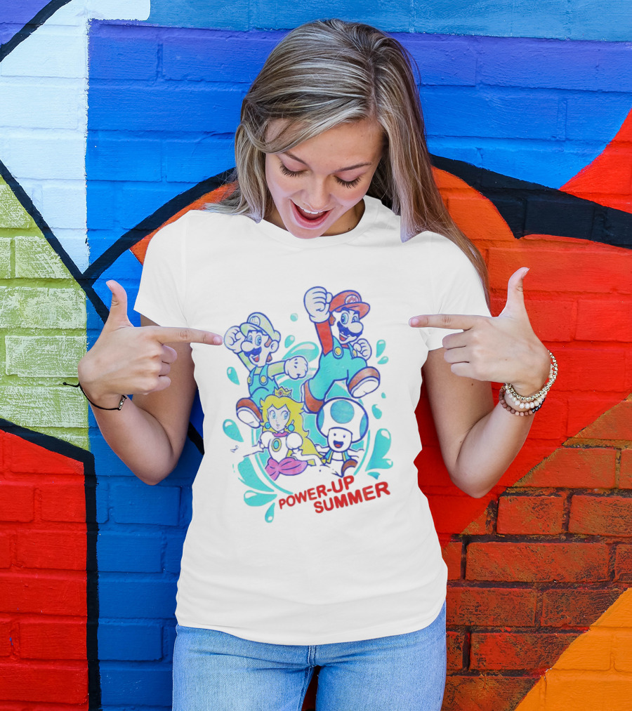 Power-Up Summer Mario Luigi Princess Peach Dynamic Adventure T-Shirt