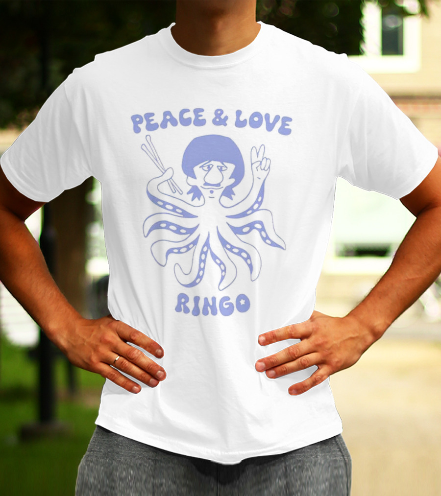 Peace And Love Octopus Drummer Ringo T-Shirt