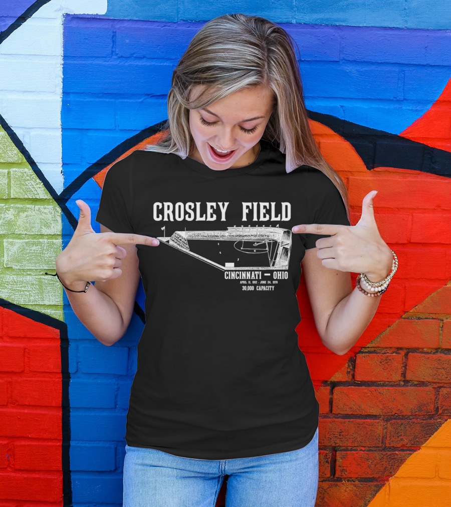 Crosley Field Cincinnati Ohio April 11 1912 June 24 1970 30000 Capacity T-Shirt