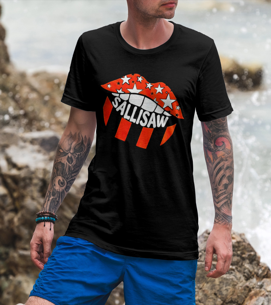 Sallisaw Lips Stars And Stripes Red White Black T-Shirt