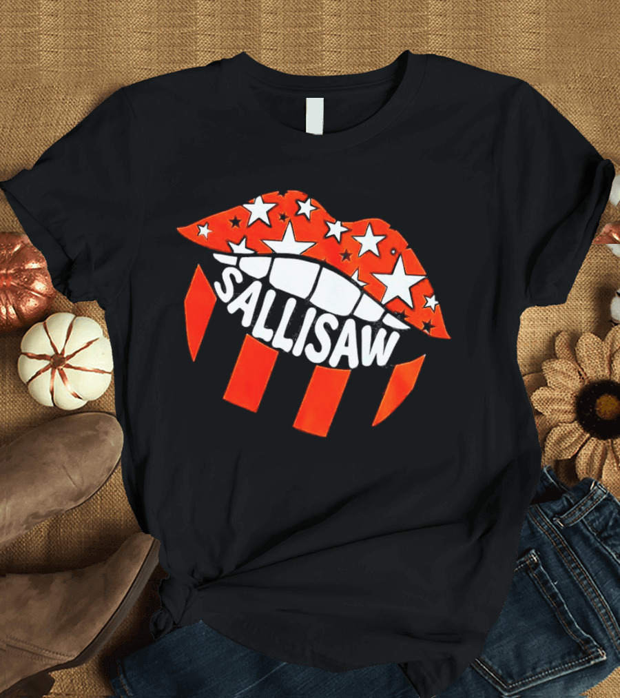 Sallisaw Lips Stars And Stripes Red White Black T-Shirt