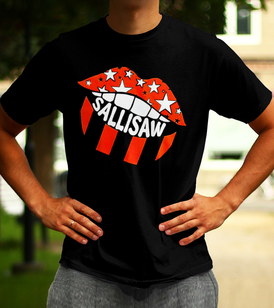 Sallisaw Lips Stars And Stripes Red White Black T-Shirt