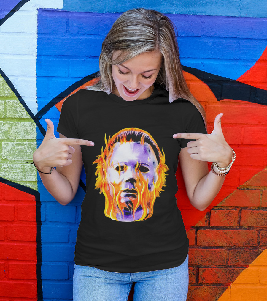 Michael Myers Flaming Mask Halloween Horror T-Shirt