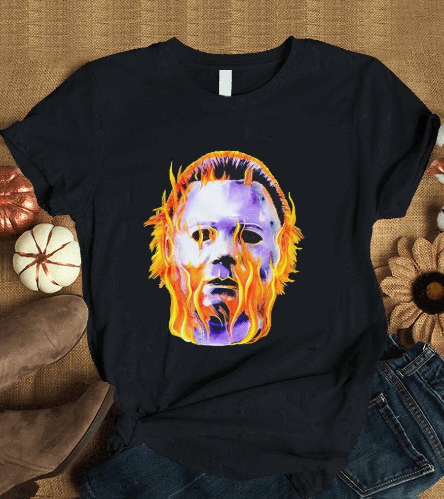 Michael Myers Flaming Mask Halloween Horror T-Shirt
