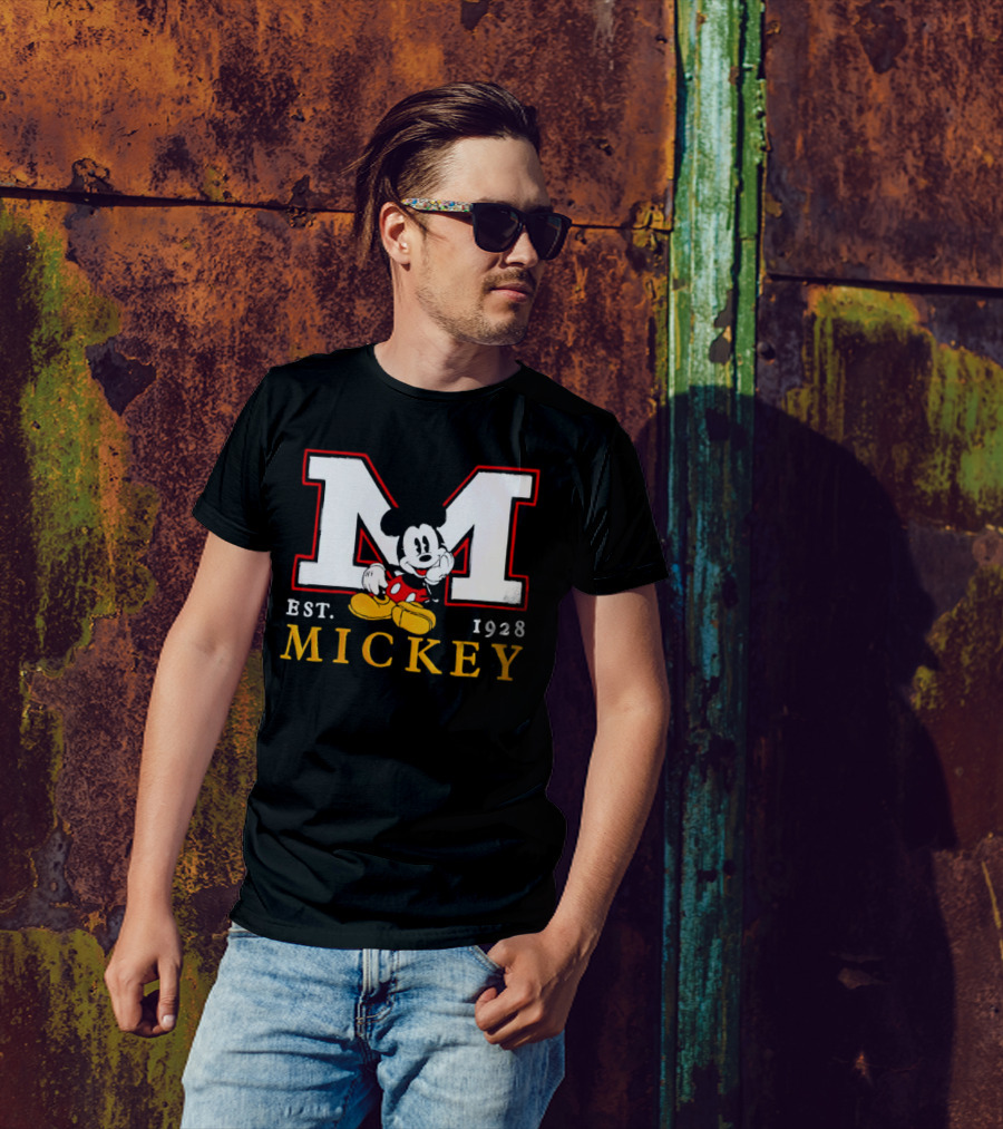 Disney Mickey Large M Logo Est 1928 Relaxed T-Shirt