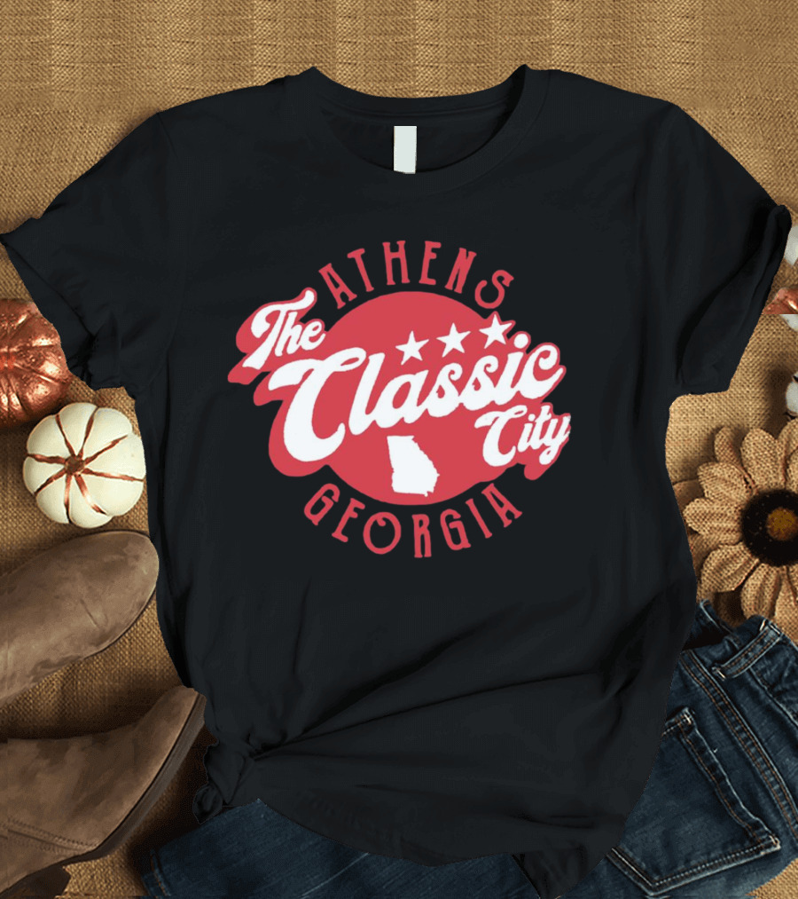 Athens Georgia The Classic City Stars Red Badge T-Shirt