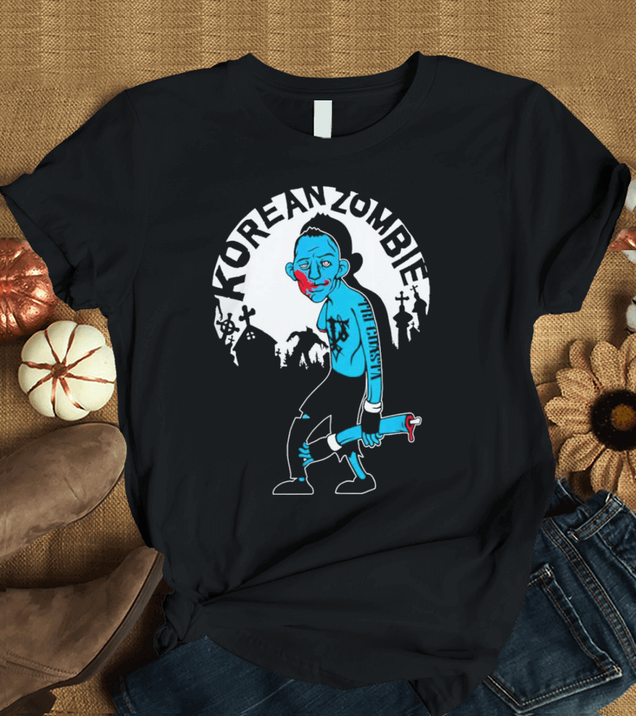 Tri-Coasta Korean Zombie Fighter With Cemetery Background T-Shirt