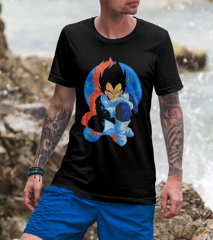 Vegeta Jobber Saiyan Warrior Anime Character Sitting Pose Dragon Ball Z T-Shirt