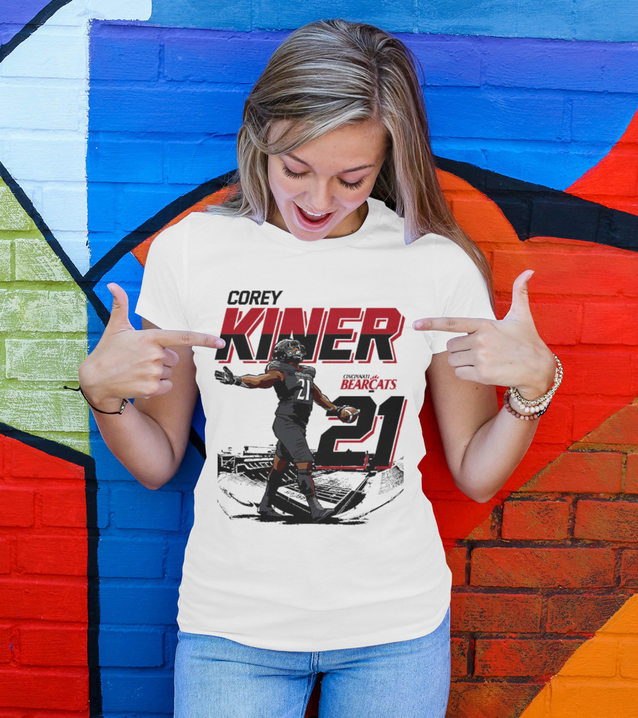 Corey Kiner 21 Cincinnati Bearcats Football Stadium T-Shirt