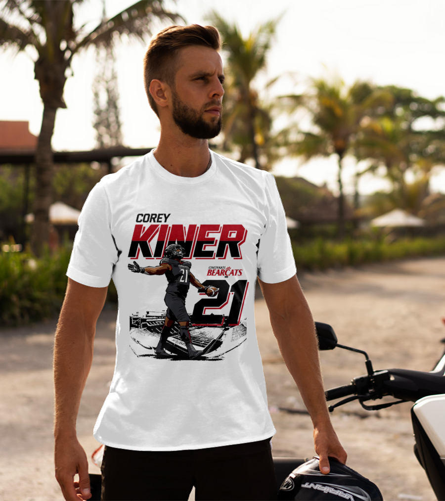 Corey Kiner 21 Cincinnati Bearcats Football Stadium T-Shirt