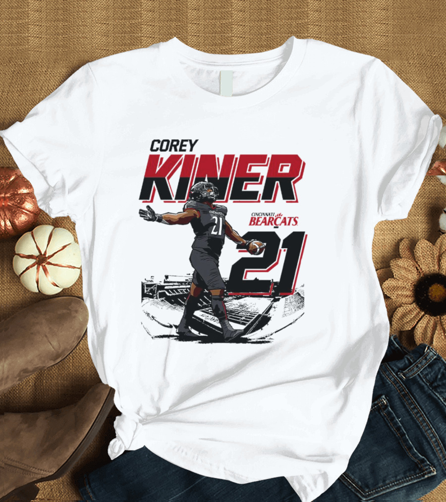 Corey Kiner 21 Cincinnati Bearcats Football Stadium T-Shirt
