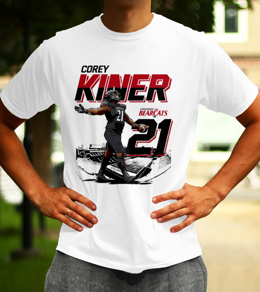 Corey Kiner 21 Cincinnati Bearcats Football Stadium T-Shirt