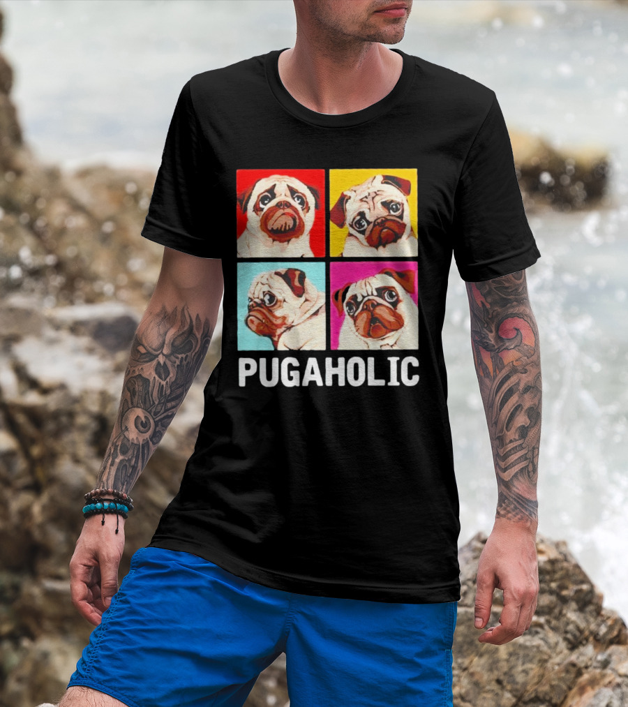 Pug Dog Pop Art Pugaholic T-Shirt