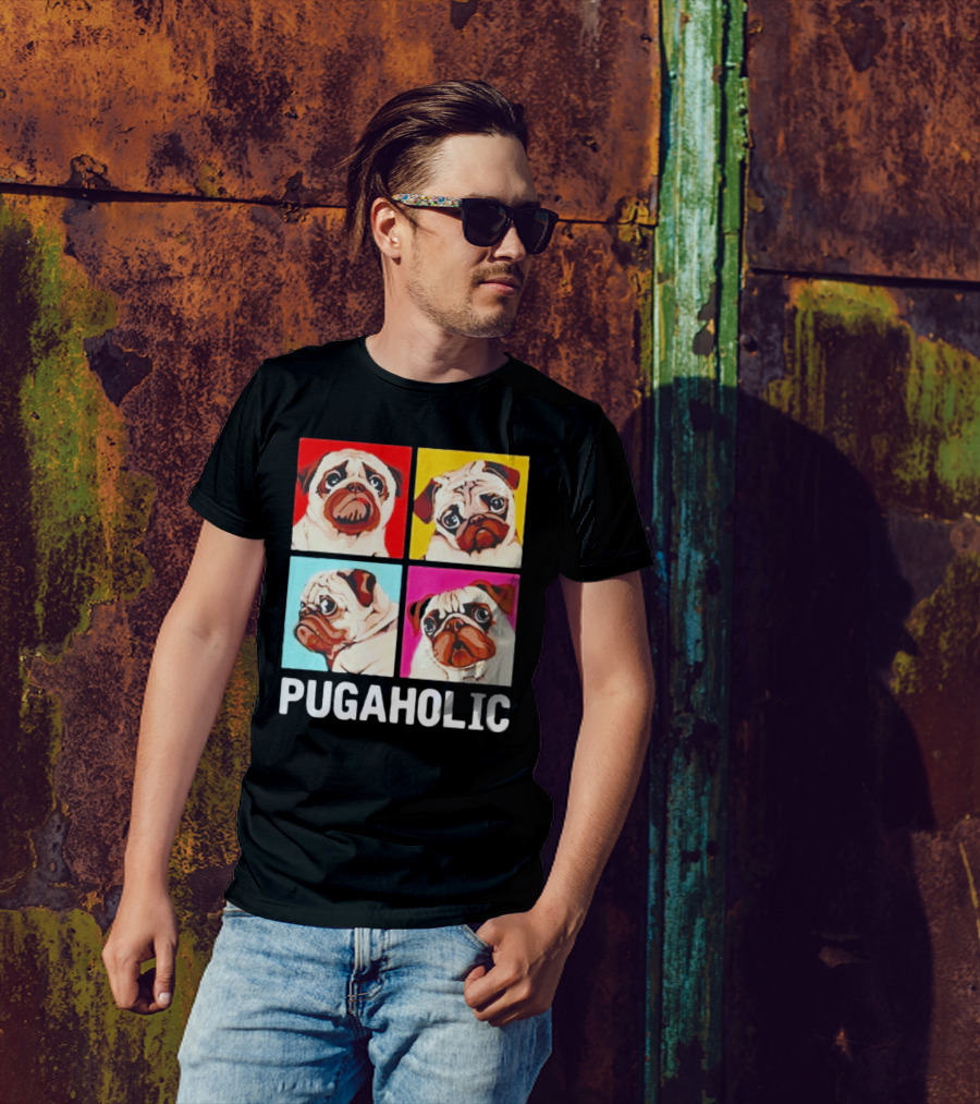 Pug Dog Pop Art Pugaholic T-Shirt