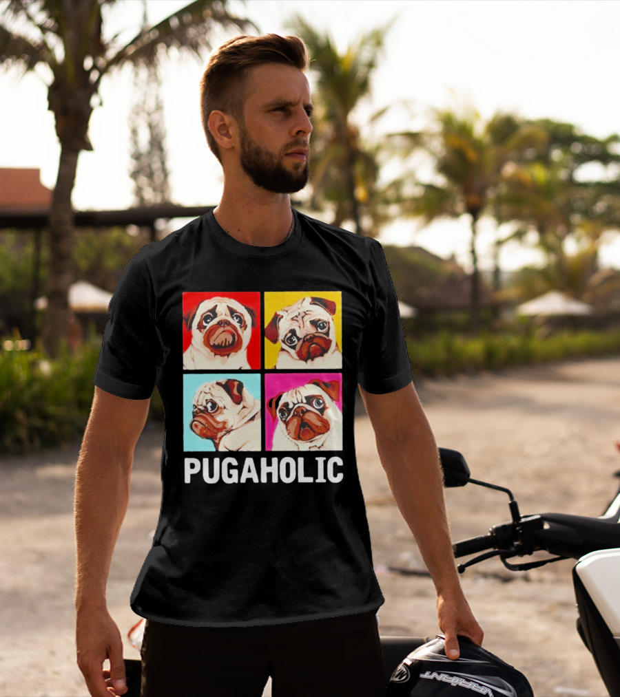 Pug Dog Pop Art Pugaholic T-Shirt
