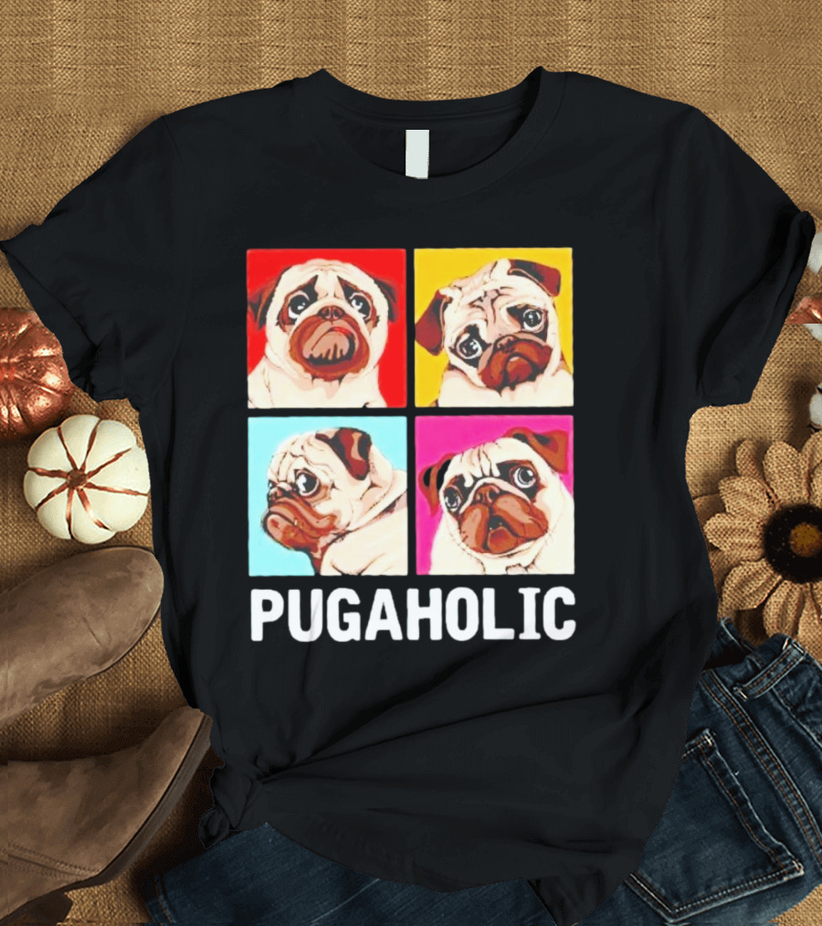 Pug Dog Pop Art Pugaholic T-Shirt
