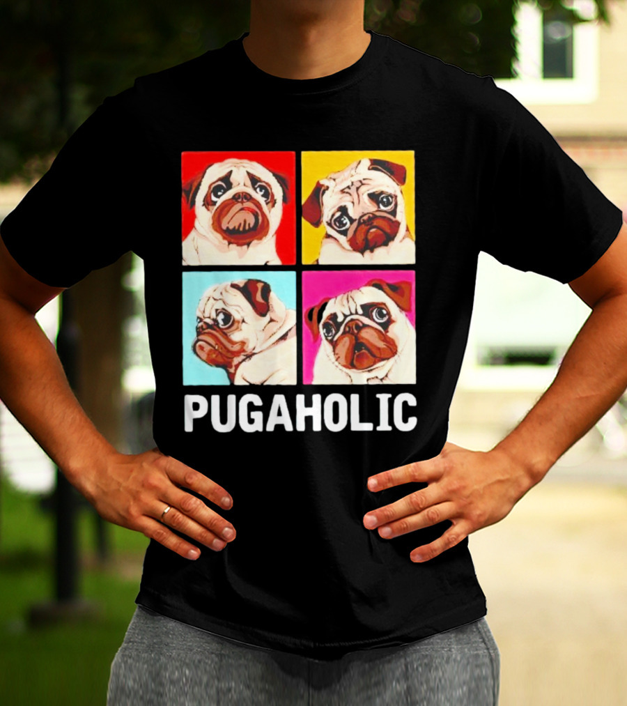Pug Dog Pop Art Pugaholic T-Shirt