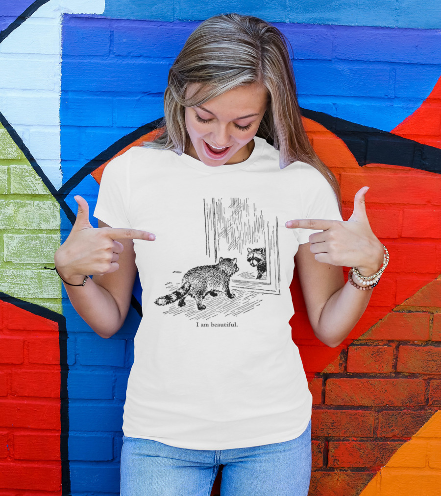 Raccoon Reflection I Am Beautiful T-Shirt