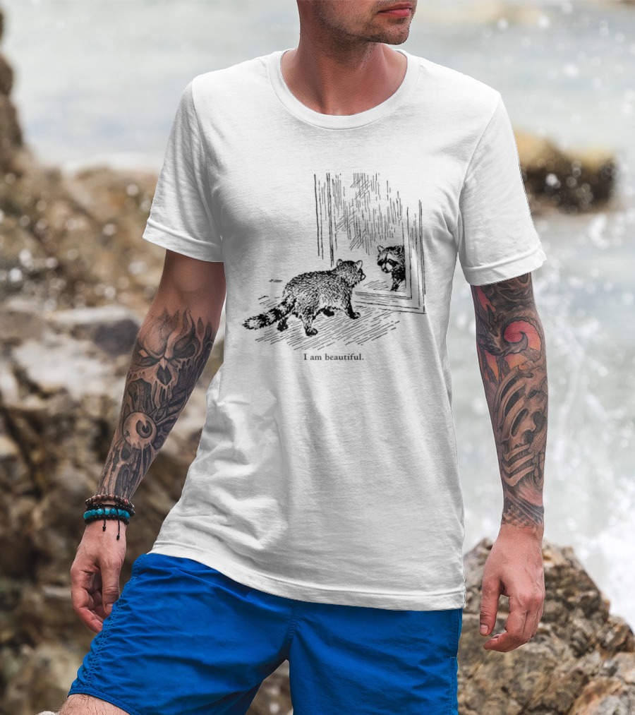 Raccoon Reflection I Am Beautiful T-Shirt