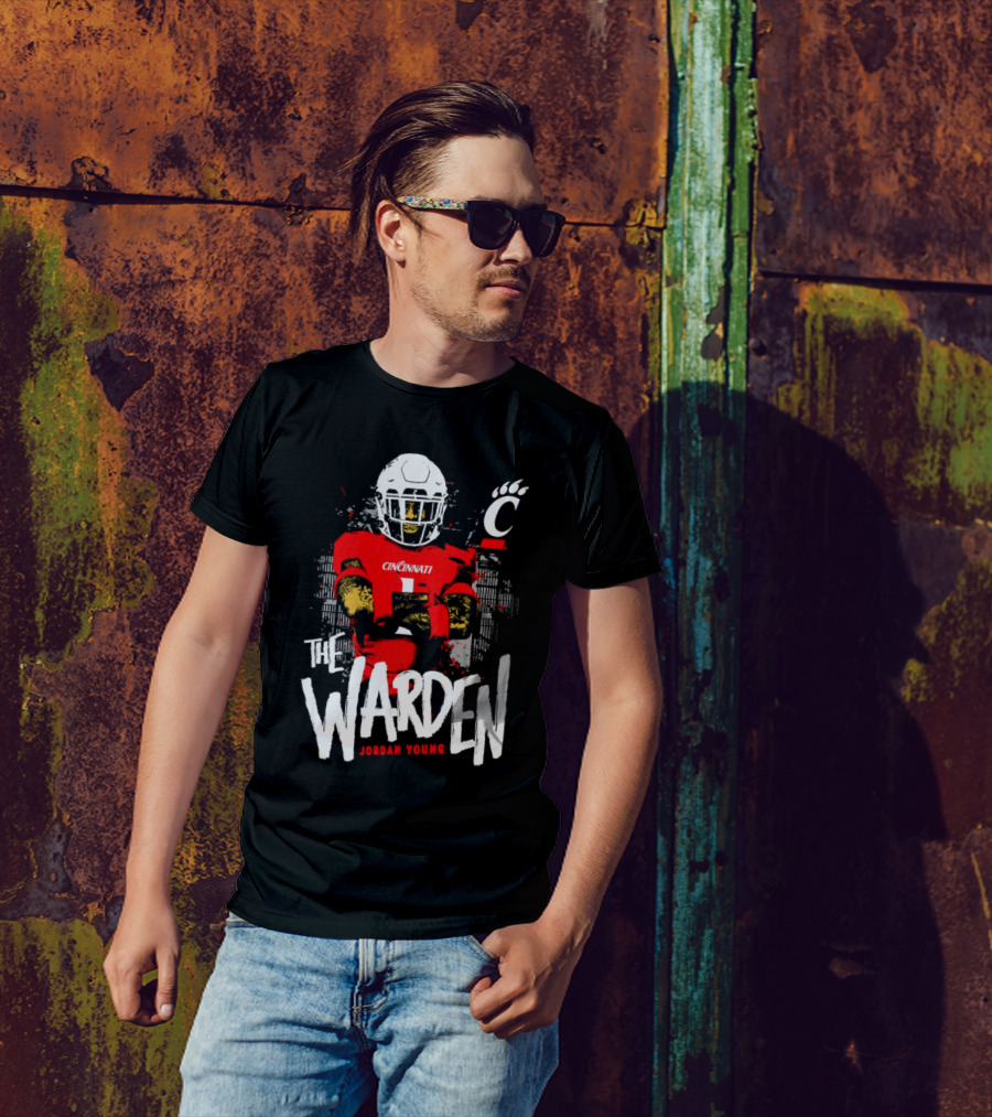The Warden Jordan Young Cincinnati Bearcats Football Guardianship T-Shirt