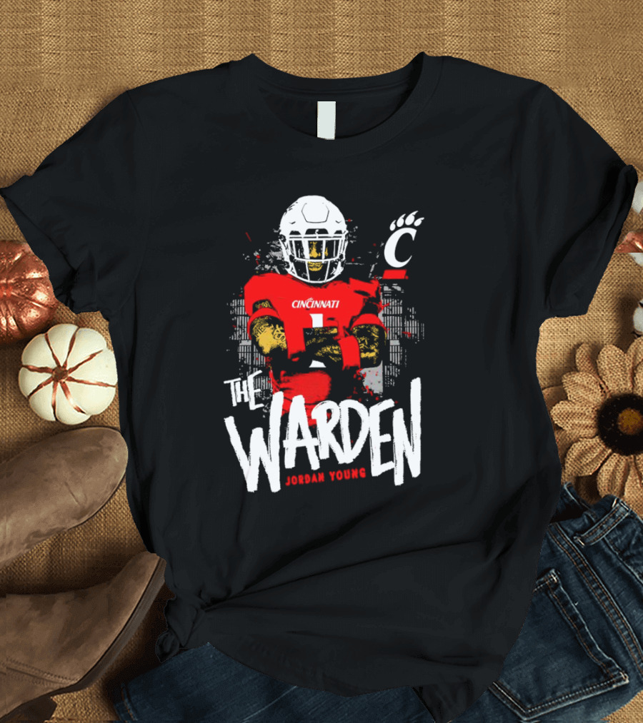 The Warden Jordan Young Cincinnati Bearcats Football Guardianship T-Shirt