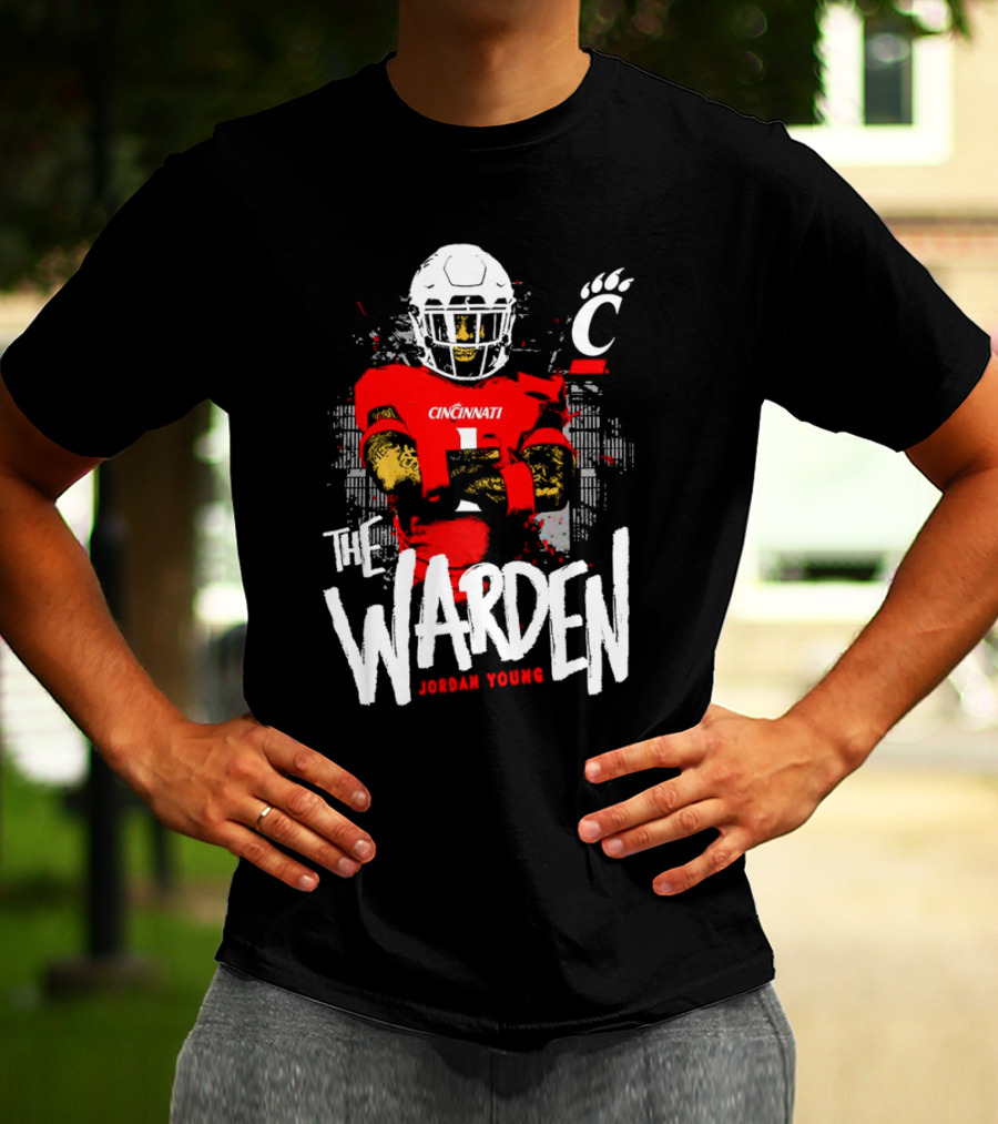 The Warden Jordan Young Cincinnati Bearcats Football Guardianship T-Shirt