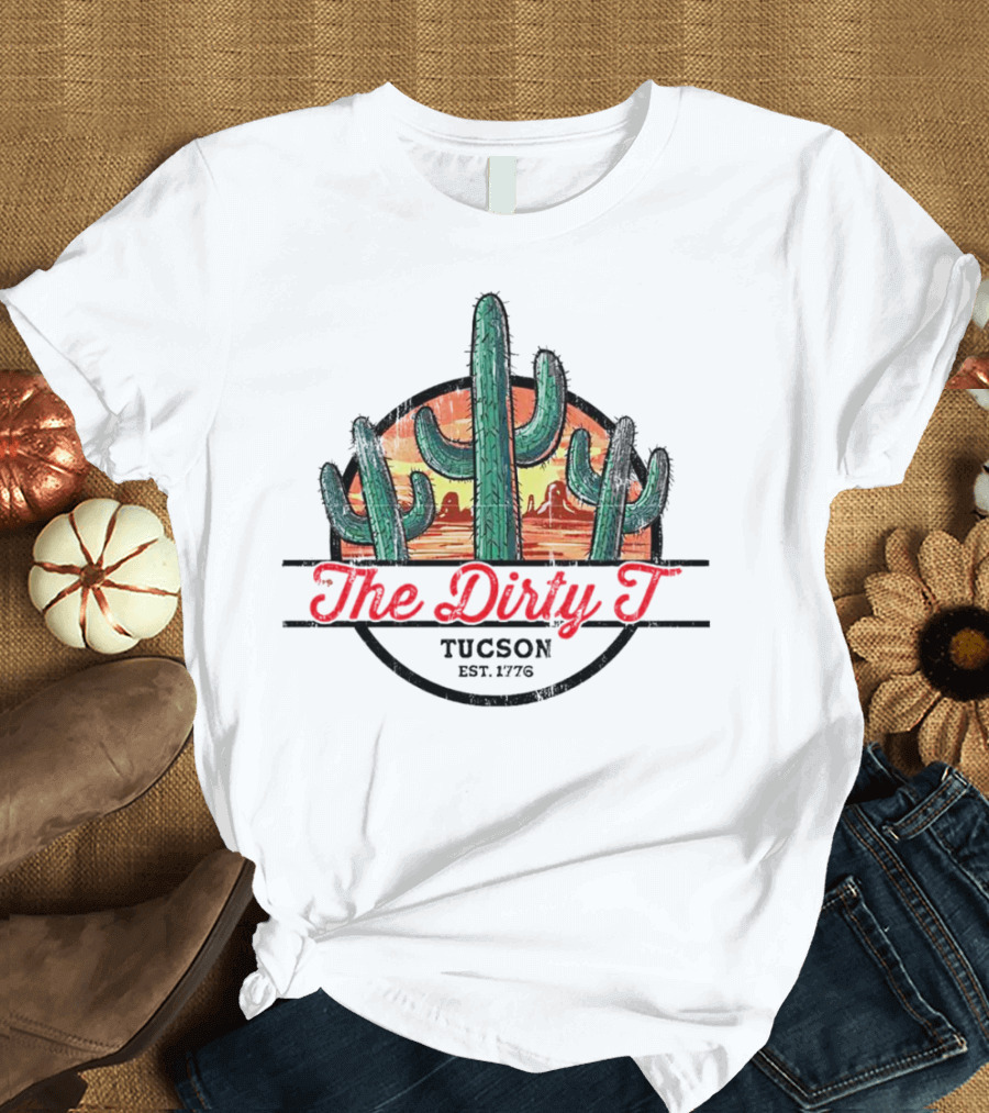 The Dirty T Tucson Est 1776 Sunset Cactus Scene T-Shirt