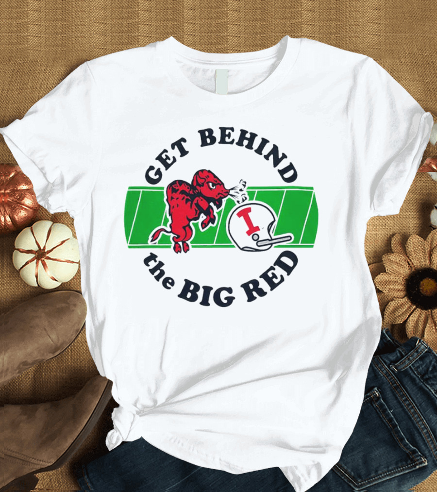 Get Behind The Big Red Indiana Hoosiers Football Helmet And Dog T-Shirt