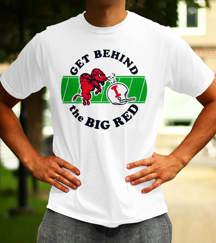Get Behind The Big Red Indiana Hoosiers Football Helmet And Dog T-Shirt