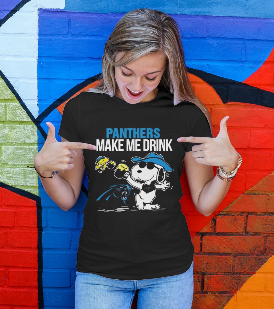 Panthers Make Me Drink Snoopy Iconic Football Fun T-Shirt