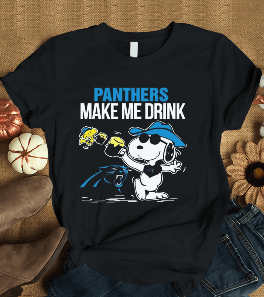 Panthers Make Me Drink Snoopy Iconic Football Fun T-Shirt