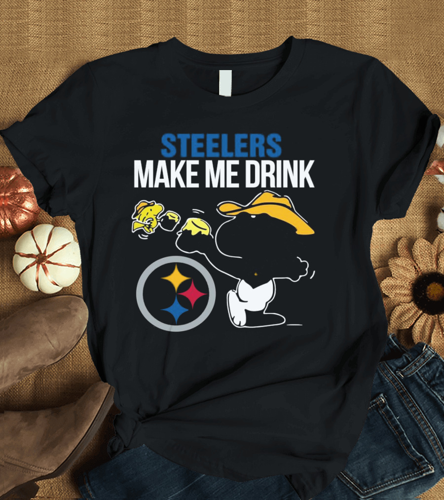 Steelers Snoopy Make Me Drink Peanuts T-Shirt