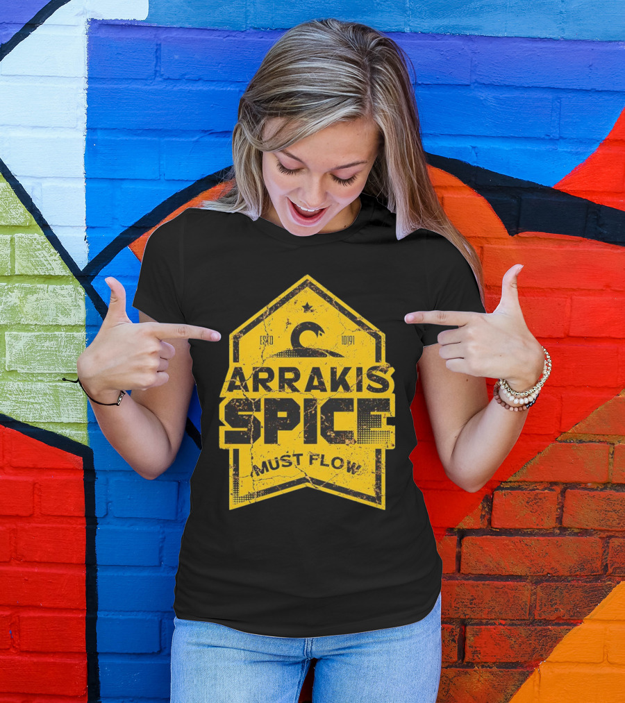 Arrakis Spice Must Flow Vintage 10191 Logo Badge T-Shirt