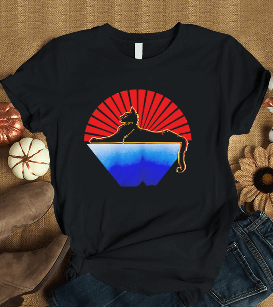 Cats Under The Stars Sphinx With Rising Sun And Tricolor Pyramid T-Shirt