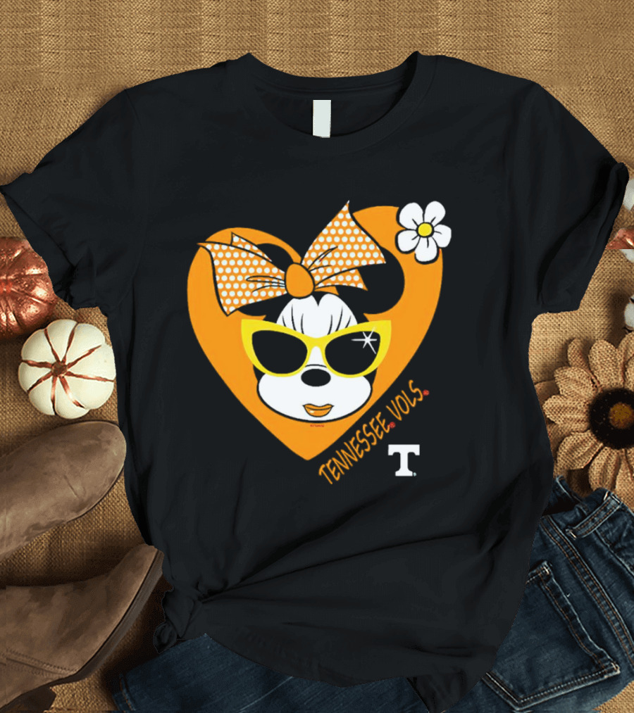 Minnie Mouse Tennessee Vols Heart And Sunglasses Fan T-Shirt