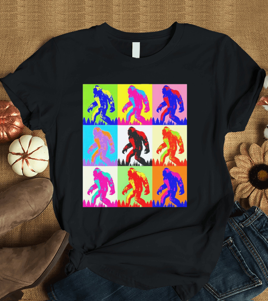 Retro Pop Art Bigfoot Sasquatch Collage T-Shirt