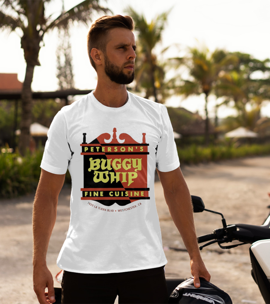 Peterson's Buggy Whip Fine Cuisine Westchester CA 7420 La Tijera Blvd Vintage Restaurant T-Shirt