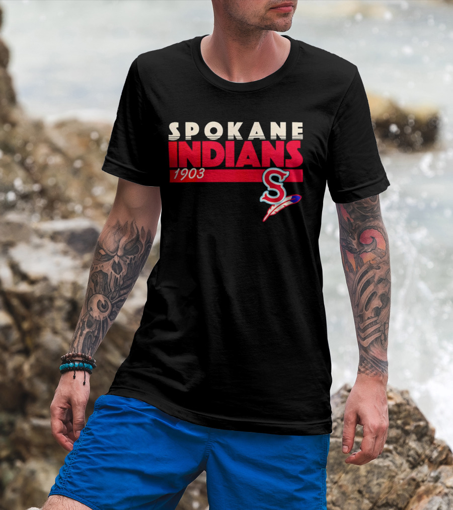 Spokane Indians 1903 S Logo Denim Pigment Dyed T-Shirt