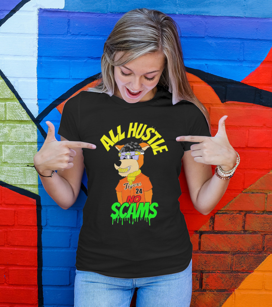 All Hustle No Scams Tigers 24 Cartoon Character T-Shirt