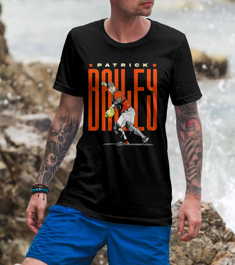 Patrick Bailey Baseball Player Illustration With Orioles Colors T-Shirt