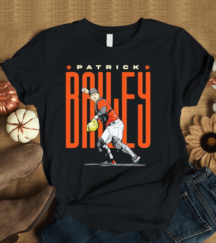 Patrick Bailey Baseball Player Illustration With Orioles Colors T-Shirt