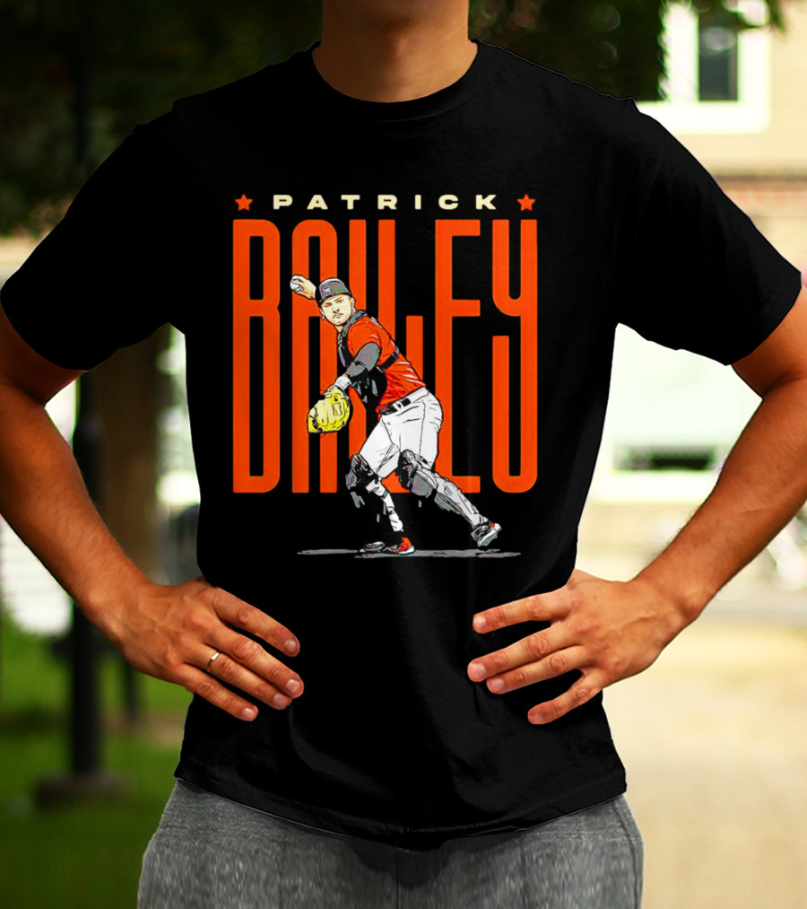 Patrick Bailey Baseball Player Illustration With Orioles Colors T-Shirt
