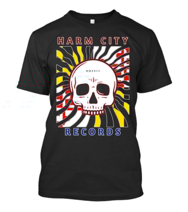 Harm City Records Baltimore Maryland Charm City MMXXIII Skull T-Shirt