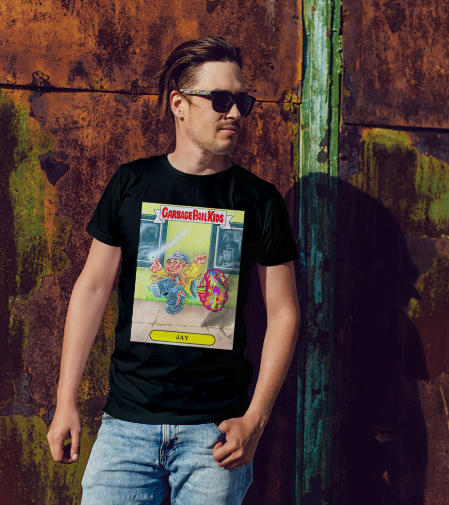Garbage Pail Kids Jay Character Smoking Graffiti Parody Sticker T-Shirt