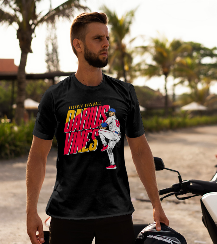 Atlanta Baseball Darius Vines 64 Pitching Action T-Shirt
