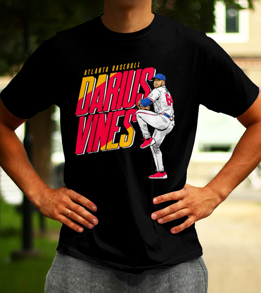 Atlanta Baseball Darius Vines 64 Pitching Action T-Shirt