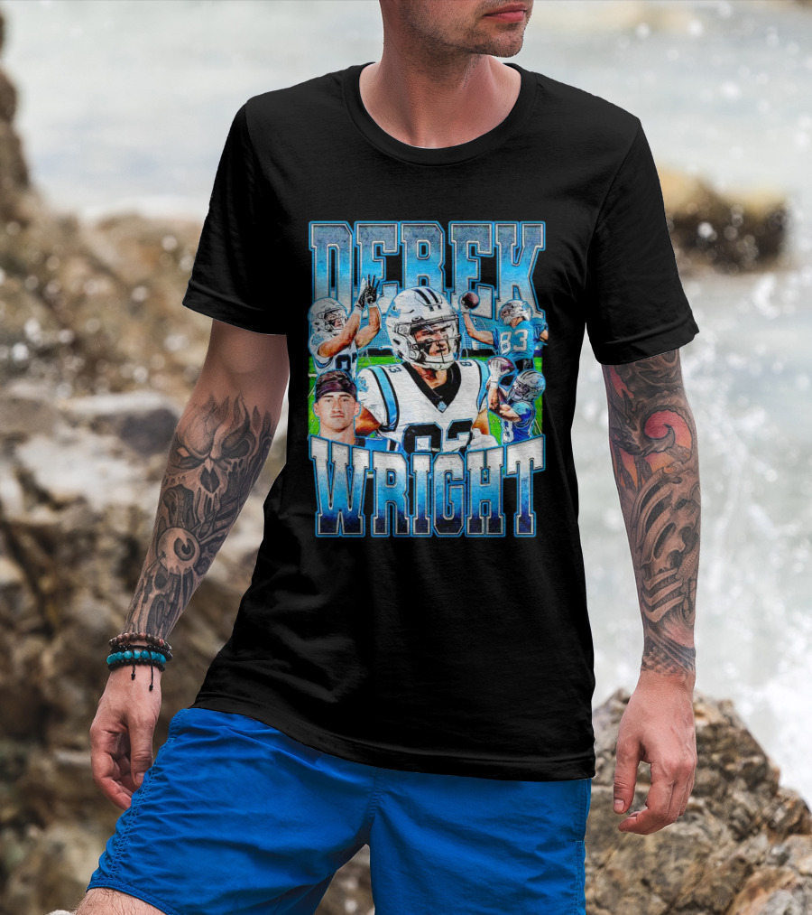 Derek Wright 83 Carolina Panthers Vintage Football T-Shirt