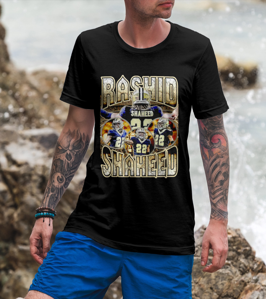 Rashid Shaheed 22 New Orleans Saints Vintage Football Collage T-Shirt